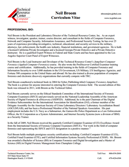 CV for Neil Broom Expert Witness in Computer Forensics Investigations in Oklahoma